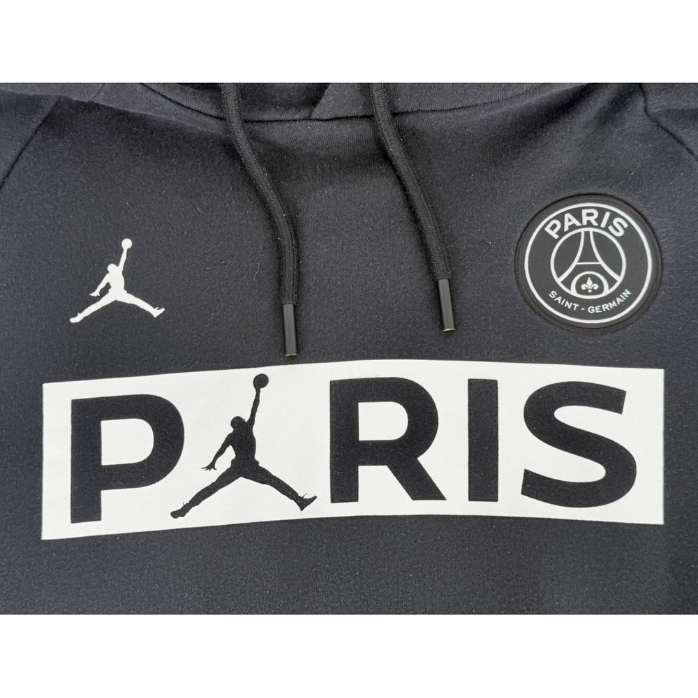 Nike Air Jordan PSG Paris Saint-Germain Hoodie Black Men's Large Pullover - Picture 5 of 10